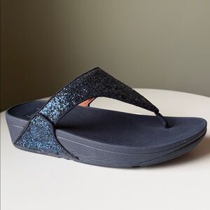 FitFlop Women's Lulu Glitter Toe-Thong Sandals in the "Midnight Navy Mix”